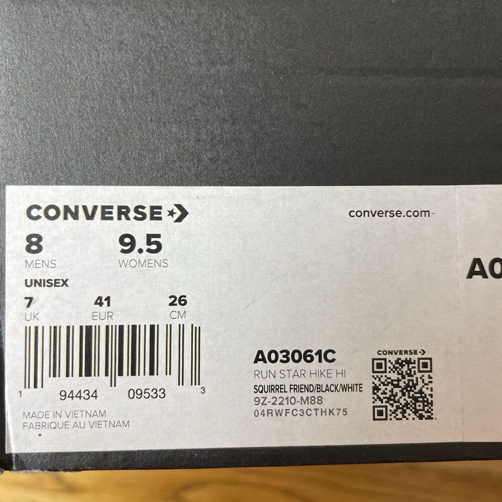 CONVERSE WOMENS RUN STAR HIKE HI Size 9.5 NEW Grey Shoes Men’s 8 - Picture 7 of 7